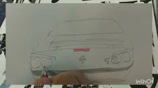 how to draw a car NISSAN R34 SKYLINE STEP BY STEP