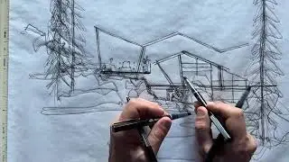 Sketching Architecture - Alpine Cabin Retreat