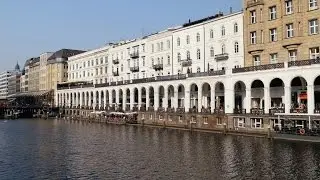 Hamburg, Germany: Alsterarkaden, Kleine Alster, view from Reesendamm - 4K Video Photo