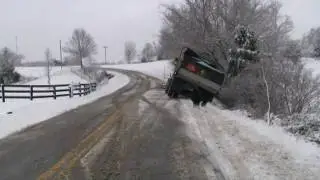 Salt truck ran off road