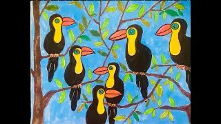 Marker Art Teaching for Kids  4 ：Toucans 儿童趣味美术:马克笔画之四《巨嘴鸟》