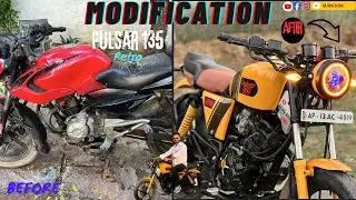 Bajaj pulsar 135 to cafe racer modifications | unbelievable retro look customisation being asif