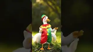 Backyard Circus! Clown Cat & Duckling Dance Party! 😹🦆🎪 #cute #kitten #funnycats #funnyvideo