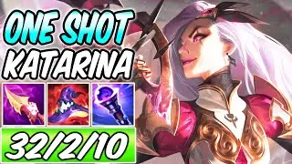 32 KILLS *ONE-SHOT* CLEAN KATARINA MID FULL AP DIAMOND GUIDE | Build & Runes S12 | League of Legends