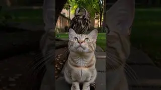 CAT & OWL A Quiet Look #Shorts #UnlikelyFriends