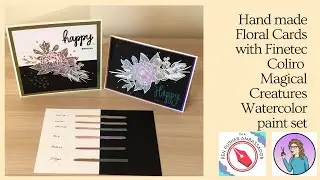 Card making tutorial using a Floral Stamp and Finetec Pearlcolours Watercolour set Magical Creatures