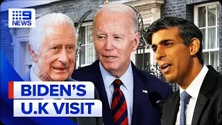 Biden arrives in London for UK-US talks ahead of NATO Summit | 9 News Australia
