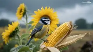 8 Beautiful Birds Sheltering from Heavy Rain | Peaceful Nature Moments Under Fruits & Flowers