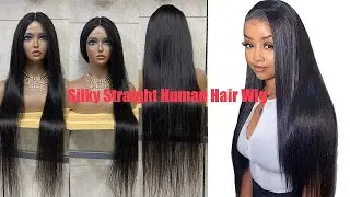 Human hair silky straight wig