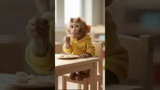 The cutest baby monkey eating sliced banana 🍌🥹#shorts #babymonkey #cutemonkey #cuteanimals