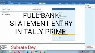 FULL BANK STATEMENT ENTRY IN TALLY PRIME
