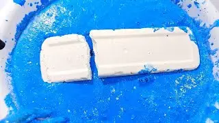 #gymchalkasmr #chalk Chalk Crush in Blue Paste | Loaf shaped Dipped into paste | Paste Play Sponge