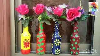 DIY Empty Glass Bottles Art / Glass Painting  On Bottle # craft 