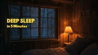 Deep Sleep in 5 Minutes: Rain & Piano Music | Winter Cabin Ambience