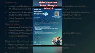 Walk-in Interview I Biocon Biologics | 141225 #job #pharma