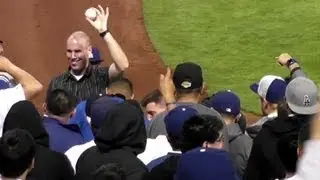 Epic Fail for Fan that Gets Mike Trout Home Run Ball - Dodger Stadium 3-29-13