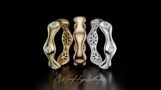 Organic Wave Ring with Diamonds &ndash; 3D Printable Jewelry Model