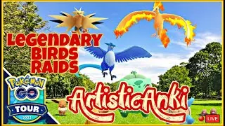 🔴Legendary Birds Raids | Pok&eacute;mon Go Johto Tour #Livestream #moltres #zapdos #articuno #pokemon