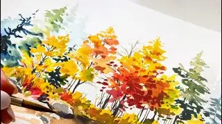 EASY Colorful Fall Landscape in Watercolors!