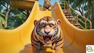 Monkey vs Tiger Slide Race 🐒🐯 | Jungle Playground Fun for Kids 😂🍌
