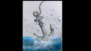 Watercolor on paper | anchor art | anchor in sea | art paint | easy painting for beginners tutorial