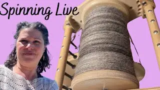 Spinning Longwool LIVE! Fine Singles from Barely-Processed Fleece #SpinningSingles #SpinningLive