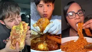 TIKTOK Mukbang Compilation | Dave's Hot Chicken, Wingstop, Taco Bell, Chipotle & More!
