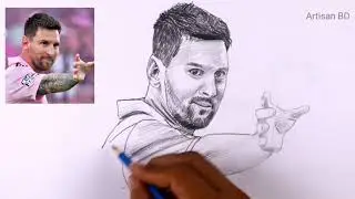Realistic Portrait 4 Face Lionel Messi | Easy Pencil Sketch #messi