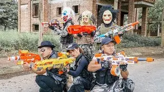 LTT Films : Couple Warriors Silver Flash Nerf Guns Fight Crime Group BIGMAN Mask One Eye High-Tech