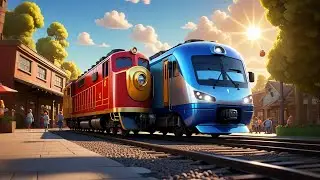 Two Shiny Trains Blow Their Horn | Train Song for Kids | Fun Transportation Nursery Rhyme