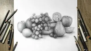 Cara menggambar sketsa Buah buahan dengan Pensil 2B