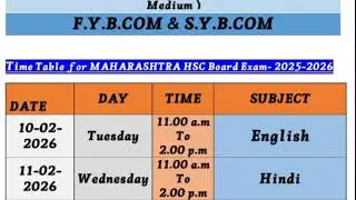 hsc time table for 2026 Maharashtra Board | HSC time table for 2026 | #hscupdate #hsc_exam #hscboard