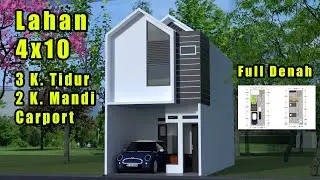 Desain rumah Minimalis 4x10 - 3 Kamar Tidur - Carport