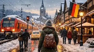 Walking Through Snowy Streets of Germany 🇩🇪❄️ #europe #travel #fun #city #viral #train 🔔❌⁉️😱