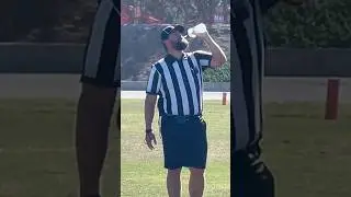Mic&rsquo;d up Ref takes water break #football #youthfootball #micdup #waterbreak #water #cold