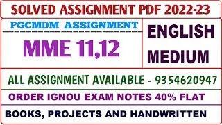 PGCMDM Solved assignment 2022-23 /  PGCMDM Solved assignment English / Mme 11,12 Assignment