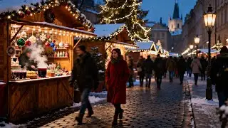 Magical Prague Fair &ndash; Cozy Winter Market Walk with Food, Crafts & Lights [No Talking]