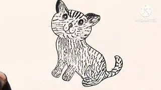 Easy cute yummy kids Cat drawing easy step by step pencil stick coloring panting cat face drawing 
