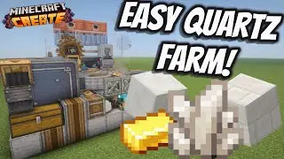 FAST and COMPACT Nether Quartz Farm - Produces Gold Too! | Create Mod Tutorial