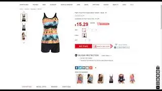 Palm Tree Print Open Back Tankini - Multi - M
