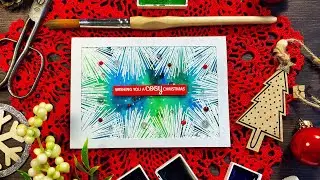 Watercolour Background & Heat Embossing A Pine Tree Frame | CHRISTMAS CARDS 2021 | Card 2