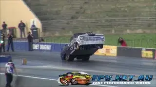 WHEELSTANDING BLOWN V8 F100 DANDY ENGINES 7.14 @ 185 MPH SYDNEY DRAGWAY 3.8.2013