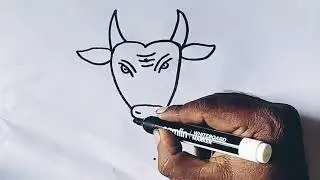 Cow face drawing easy step by step/Cow drawing with dots/Pongal drawing @DotsDrawing 