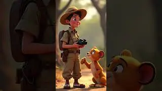 🐰Cute rabbit rescued the poor little lion cub (Animation Version) #bunny #lion #cub #funny #ai