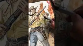 Tex Willer e Kit Carson na bel&iacute;ssima arte a  aguarelas de Enrico Marini