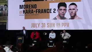 Israel Adesanya, Alex Volkanovski And Kai Kara-France At UFC Press Conference In Sydney Australia