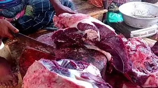 Amazing water buffalo meat cutting, Butcher cuts of buffalo meat, How to cutting big buffalo leg