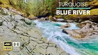 4K HDR Soothing Turquoise Blue Mountain River + Nature Sound for Sleeping | HDR TV  Background