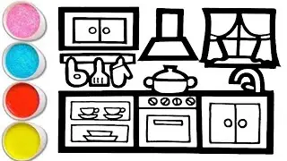 KITCHEN & HOUSE DRAWING || Kitchen Drawing | How to draw a Kitchen | Draw Kitchen Step by Step