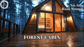 NO ADS Cozy Forest Cabin Rain & Distant Thunder | Sleep Aid, Study, Relax. #sleepaid #rainsound